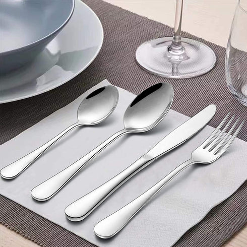 Wildone 20-Piece Silverware Set, Stainless Steel Flatware Cutlery Set Service for 4, Tableware Eating Utensils Include Knife/Fork/Spoon, Mirror Polished, Dishwasher Safe