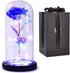 Feerory Galaxy Rose, Artificial Flower Rose in Glass Dome Unique Gift Set Ideas for Women Mom Wife Girlfriend on Mother's Day Birthday Wedding Anniversary- Purple