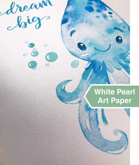 Confetti Fox Sea Nursery Pictures Wall Art Decor - 8x10 Unframed Set of 4 Prints - Kids Ocean Life Baby Animals - Whale Octopus Stingray Shark