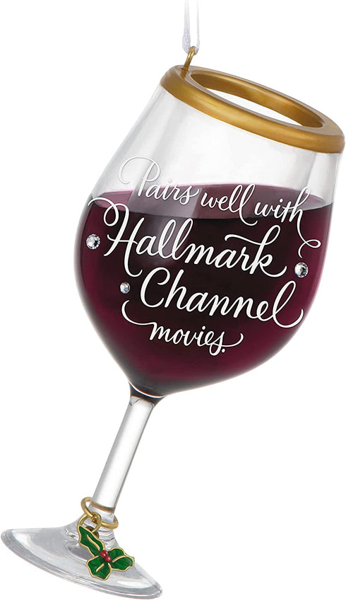 Hallmark Keepsake Christmas Ornament 2021, Hallmark Channel The Perfect Pairing Wine Glass