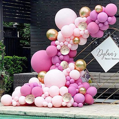 Pateeha Pink Balloon Garland 130 Pcs Baby Shower Decorations for Girl Dusty Rose Gold Metallic Double Stuffed Balloon Arch Kit for Wedding Bridal Shower Birthday Party Decorations