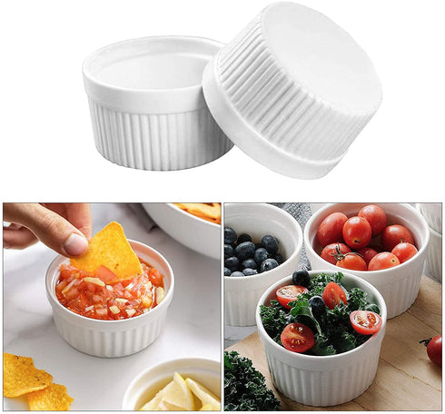 4 OZ Ramekin Bowls,WERTIOO 12 PCS Ramekins for for Baking and Cooking, Oven Safe Sleek Porcelain Ramikins for Pudding, Creme Brulee, Custard Cups