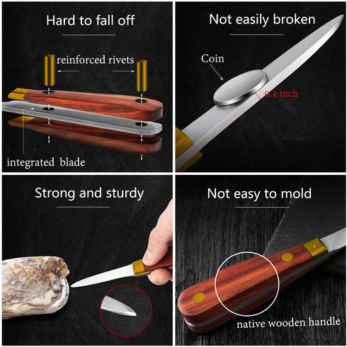 Oyster Shucking Knife,Oyster Knife,SPEENSUN Oyster Shucker Knife Not Easy To Break And Bend,More Secure With Shucking Knife and Gloves (2 Knife And 1Glove L),Clam Shucking Knife