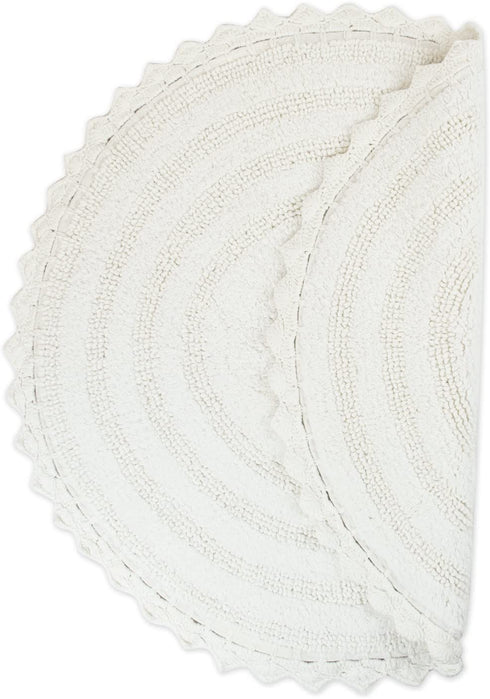 DII Crochet Collection Reversible Bath Mat, Round, 27.5" Diameter, White