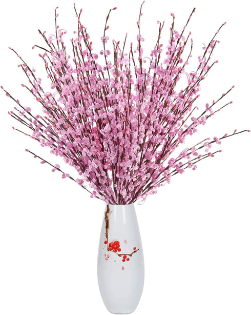 Momkids 10 Pcs 29.5" Long of Artificial Flowers Faux Winter Jasmine Bouquet Fake berries flower for Hotel Banquet Home Office Kitchen Bedroom Wedding Table Accessories DIY Decoration?Pink, 29.5 Inch?