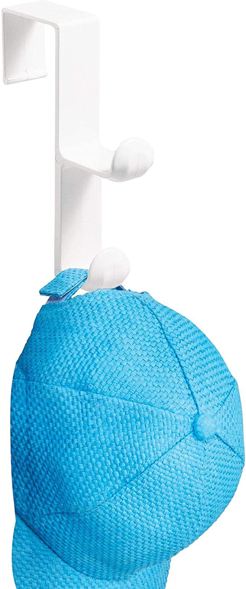 iDesign BPA-Free Plastic Over-The-Door Double Storage Hooks - 1" x 4.5" x 3", White (Pack of 3)