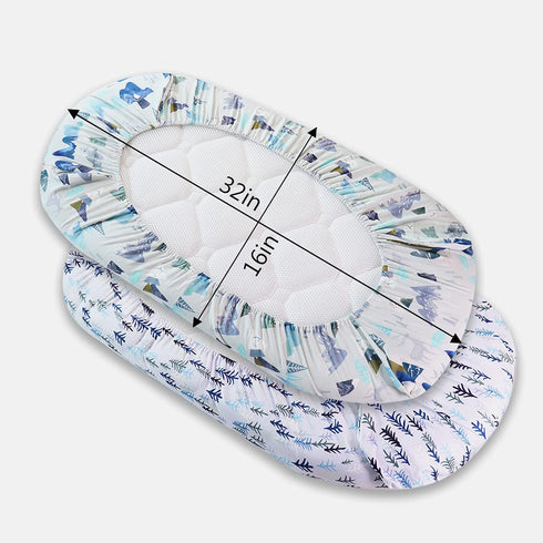 Baby Bassinet Sheet for Boys and Girls, Cradle Mattress Sheet, Baby Bedside Sleeper Cover, Universal for Rectangle, Oval, Hourglass Bassinet Mattress, Soft & Breathable, 2 Pack, Mountain & Pine