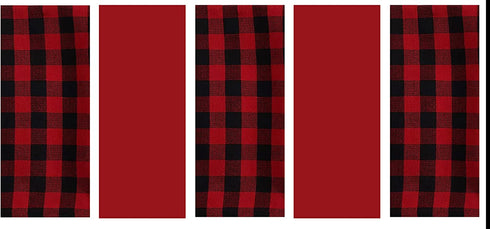 St. Nicholas Square Kitchen Dish Towels Set of 5 - Buffalo Plaid Red and Black Check and Solid Red for The Christmas Holidays, 16.5 x 26, Cotton Construction
