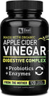 Organic Apple Cider Vinegar Capsules + Digestive Enzymes & Probiotics (1500mg | 120 Capsules) Raw Apple Cider Vinegar Pills & Fiber Supplement for Gut Health, Immune Support, Digestion & Detox Cleanse