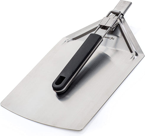 KitchenStar Stainless Steel Pizza Peel with Folding Handle (9.5 x 14 Inches) for Oven Pizza Turning, Placement and Retrieving - Professional Baking Tools Series