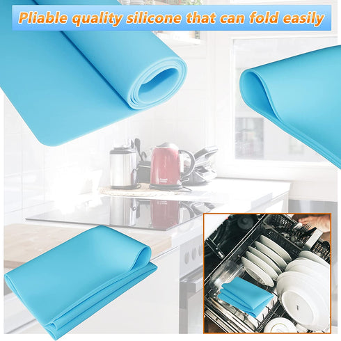 ANFU Stove Cover, Stove Covers for GAS Burners, Stove Top Cover Protector for Glass Electric Stove Washer Dryer, Waterproof Heat Resistant Silicone Baking Mat (27.6*19.7*0.04inch, Blue)