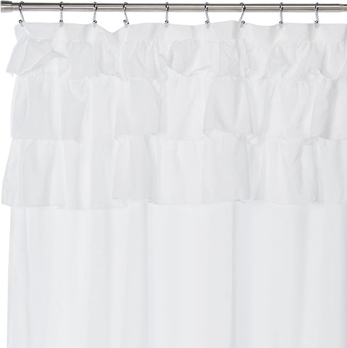 Madison Park Grace White Shower Curtain,Solid Cottage Top Shower Curtains for Bathroom, 72 X 72, White