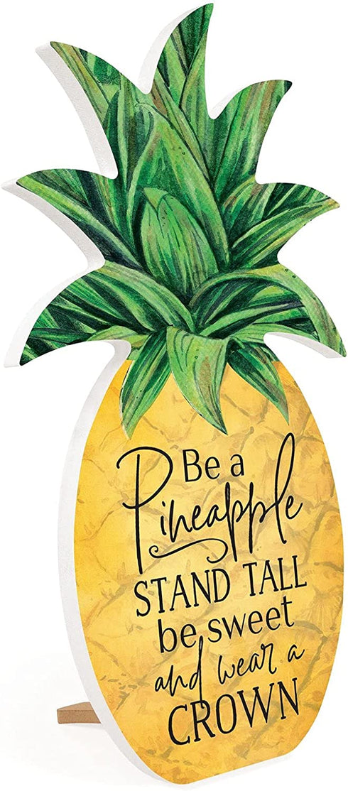 P. Graham Dunn Be A Pineapple Crown Nautical Yellow 14 x 8 MDF Wood Ornate Decorative Sign