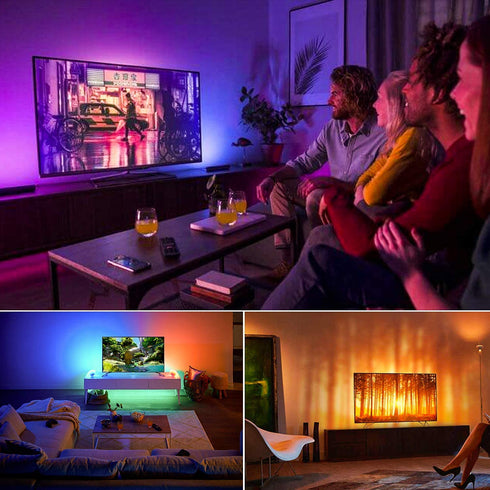 BASON LIGHTING TV LED Backlight, 14.76ft USB Led Lights Strip for 60-70 TV/Monitor Backlight, LED TV Lights with Remote, 4096 DIY Colors TV Bias Lighting for HDTV, PC,Updated.