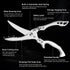 WAK Kitchen Scissors All Purpose Heavy Duty Sharp Kitchen Shears, Professional Poultry Shears, Spring Loaded Premium Metal Utility Shears, for Cutting Chicken, Bone, Fish, Meat, Chopping Vegetables