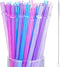 50 Pieces Reusable Drinking Straws Colorful Plastic Straws Clear Glitter Unbreakable Drinking Straws with Cleaning Brush for Home Party Supplies, 6 Colors (9 Inch)