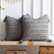 DEZENE Boho Throw Pillow Covers: Set of 2 18x18 Inch Square Light Grey Striped Jacquard Cotton Linen Decorative Pillow Cases for Home Decor Sofa Couch Farmhouse Living Room Bedroom