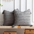 DEZENE Boho Throw Pillow Covers: Set of 2 18x18 Inch Square Light Grey Striped Jacquard Cotton Linen Decorative Pillow Cases for Home Decor Sofa Couch Farmhouse Living Room Bedroom