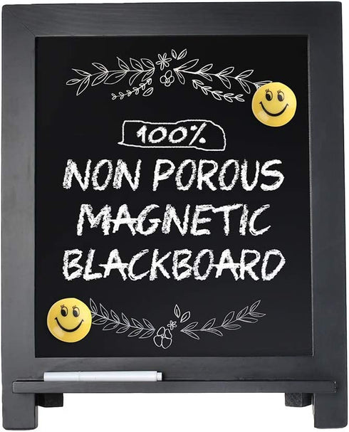 Magnetic Chalkboard Sign, 15x12 Wood Framed Blackboard with Chalk Marker and 2PC Magnets, Rustic Chalk Board Easel for Menu Kitchen Wedding Farmhouse D©cor, Tabletop or Wall Hanging Display