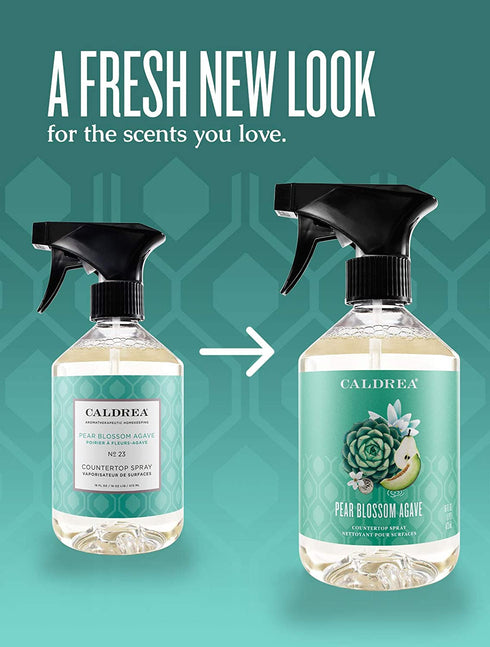 Caldrea Multi-surface Countertop Spray Cleaner, Made with Vegetable Protein Extract, Pear Blossom Agave Scent, 16 oz (Packaging May Vary)