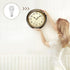 Plumeet Small Retro Wall Clock - 10'' Non Ticking Classic Silent Metal Clocks Decorative Kitchen Living Room Bedroom - Battery Operated (Brown)