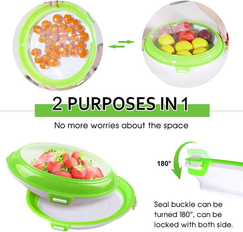 Food Preservation Trays Reusable Food Trays Stackable Food Trays Storage Container with Elastic Lid BPA Free For Refrigerator Keep Food Fresh 2Pcs (Green)