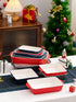 Kanwone Porcelain Bakeware, Square Baking Dishes, Casserole Dish with Double Handle, Lasagna Pan for Cooking, Kitchen, Cake Dinner, 8 x 8 Inches, Stripe Series - Red