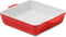 Kanwone Porcelain Bakeware, Square Baking Dishes, Casserole Dish with Double Handle, Lasagna Pan for Cooking, Kitchen, Cake Dinner, 8 x 8 Inches, Stripe Series - Red
