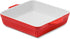 Kanwone Porcelain Bakeware, Square Baking Dishes, Casserole Dish with Double Handle, Lasagna Pan for Cooking, Kitchen, Cake Dinner, 8 x 8 Inches, Stripe Series - Red
