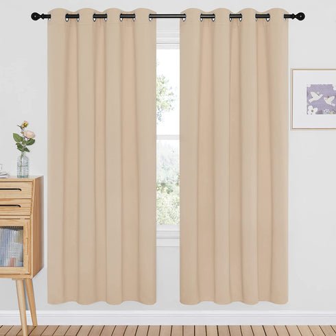NICETOWN Blackout Drapery Curtain Panel - Window Treatment Thermal Insulated Solid Grommet Blackout Curtain/Panel/Drape for Bedroom (Biscotti Beige, 1 Panel, 52 by 72 inches)