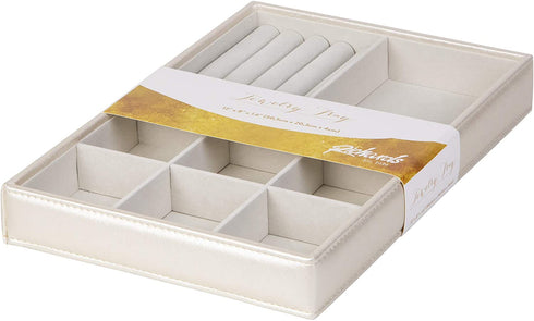 Richards Homewares Stackable Jewelry Storage Organizer Tray, 8-Compartment with Ring Holder, Champagne