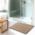 Memory Foam Bath Mat for Bathroom Non Slip Bath Rug Velvet Thick Soft and Comfortable Water Absorbent Machine Washable Easier to Dry Floor Rug Mats Waved Pattern, 24x36 Inches, Taupe