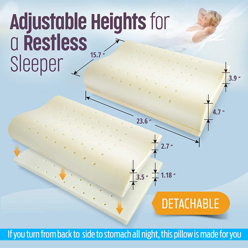 Aeris Adjustable Memory Foam Contour Pillow For Neck Pain-Ergonomic Tempurpedic Neck Pillow For Sleeping-Orthopedic Neck Support For Best Neck Shoulder Pain Relief-Machine Washable Cover-Side Sleepers