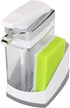 Casabella Kitchen Soap Pump Caddy, White Sink Sider Solo with Sponge Chrome Plating