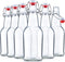 Glass Swing Top Beer Bottles - 16 Ounce (6 Pack) Grolsch Bottles, with Flip-top Airtight Lid, for Carbonated Drinks, Kombucha, 2nd Fermentation, Water Kefir, Clear Brewing Bottle.