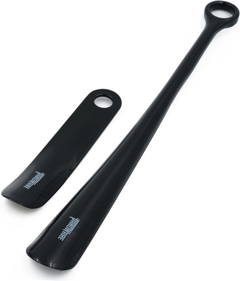Panoware Set of 2, Extra Long Handle Shoe Horn and Travel Shoe Horn, Black