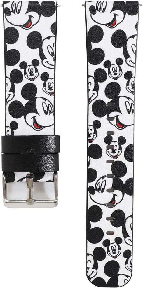 Sufcusny Cute Cartoon Leather Band Strap Lovely Style Wristband Bracelet Compatible with Fitbit Versa 2/Versa/Versa Lite/Versa SE, White/Black Mickey