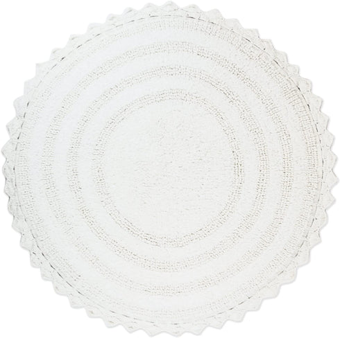 DII Crochet Collection Reversible Bath Mat, Round, 27.5" Diameter, White
