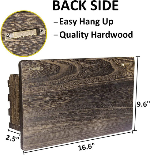 Mail and Key Holder for Wall Decorative - Wall Mounted Rustic Mail Organizer with 4 Double Hooks and Mail Rack, Wood Shelf Home Decor for Entryway, Mudroom, Hallway
