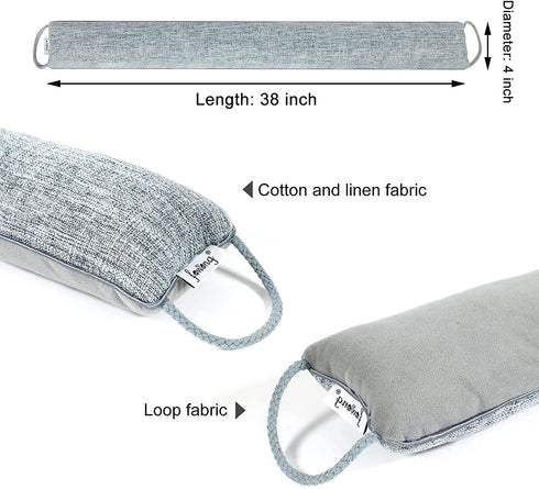 fowong Door Draft Stopper-38 Gray Door Snake Draft Stopper, Heavy Weighted Door Draft Guard Door Blocker Security, Sound Proofing Padding for Door