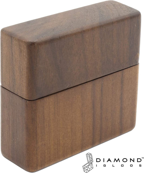 DIAMOND IGLOOS Handcrafted Black Walnut Ring Box with Jewelry Cleaning Cloth - Wood Ring Box - Ring Box for Proposal - Engagement Ring Box - Small Ring Box - Slim Ring Box