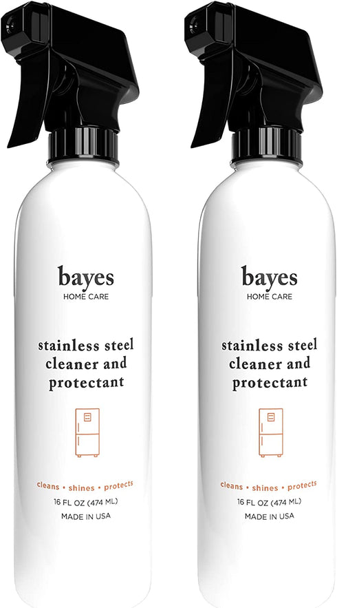 Bayes High-Performance Stainless Steel Cleaner, Polish and Protectant - Cleans, Shines and Protects Indoor and Outdoor Stainless Steel Surfaces - 16 oz, 2 Pack