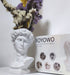 BOYOWO David Statue Greek Bust Face Vase Head Planter Roman Cute Room Decor Aesthetic Dark Academia Room Decor Bookshelf Sculpture Coquette Room Decor 6'' White Resin no Flower