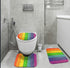 Britimes Bathroom Rug Set of 3, 3 Pieces Bath Mats Set for Bathroom, Rainbow Wood Plank Texture No Silp Washable Cover Floor Rug Decorations for Kitchen Bathroom Bedroom