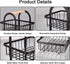 Fruit Basket, 2 Tier Fruit Bowl Storage Holder Detachable Wire Baskets Holder Fruit Tray, Kitchen Organizer For Fruit Vegetables Bread Snack,Free Fruit Peeler,Metal,Black