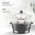 Chefman Electric Egg Cooker Boiler, Rapid Egg-Maker & Poacher, Food & Vegetable Steamer, Quickly Makes 6 Eggs, Hard, Medium or Soft Boiled, Poaching/Omelet Tray Included, Ready Signal, BPA-Free, Grey
