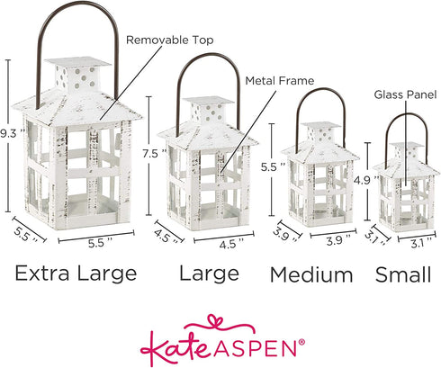 Kate Aspen White Lantern, 9 Inch Decorative
