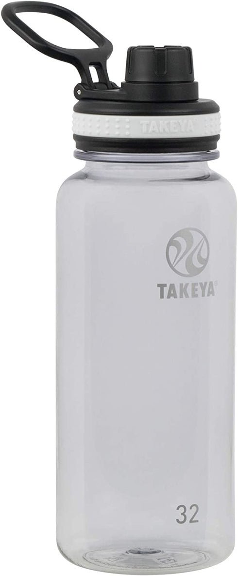 Takeya Tritan Sports Water Bottle with Spout Lid, 32 oz, Clear
