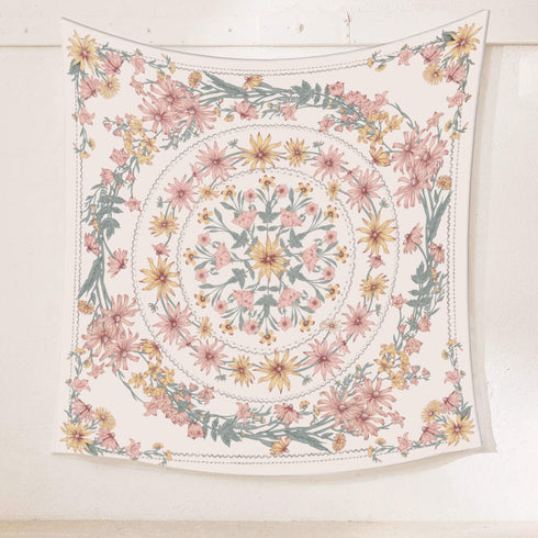 Simpkeely Mandala Floral Medallion Tapestry, Sketched Flower Plant Boho Wall Hanging, Bohemian Hippie Tapestries for Bedroom Living Room Dorm Home D©cor 59.1 x 80 Inches (RosyBrown)