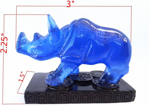 Feng Shui Blue Double Horns Rhinocero Home Office Statue Figurine Gift- Anti Burglary